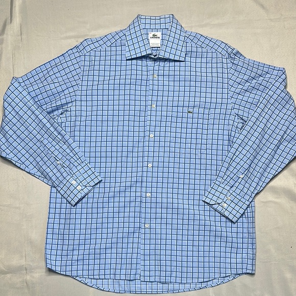 Lacoste Blue Checkered Men's Button Shirt - Picture 1 of 10